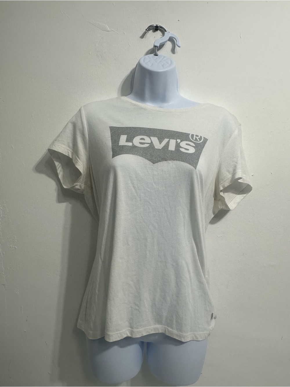 Levi's White Tee with Gray Logo for Women